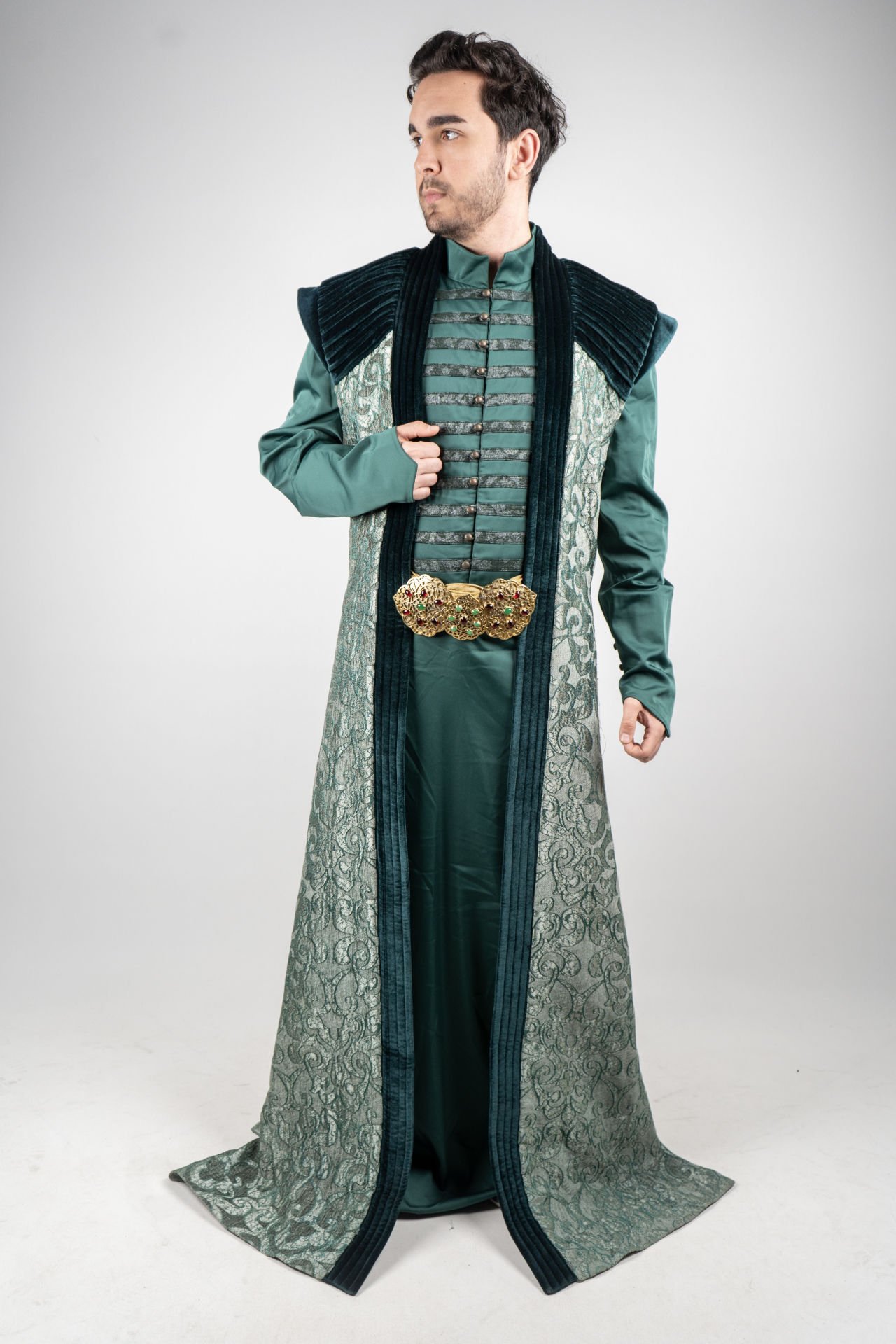 VIP Yeşil Padişah Kaftanı Altın Kemerli