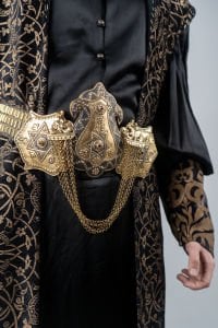 VIP Padişah Kostümü - Siyah Gold Desen