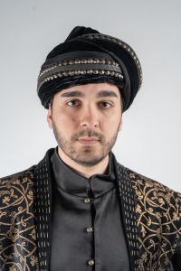 VIP Padişah Kostümü - Siyah Gold Desen