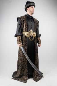 VIP Padişah Kostümü - Siyah Gold Desen