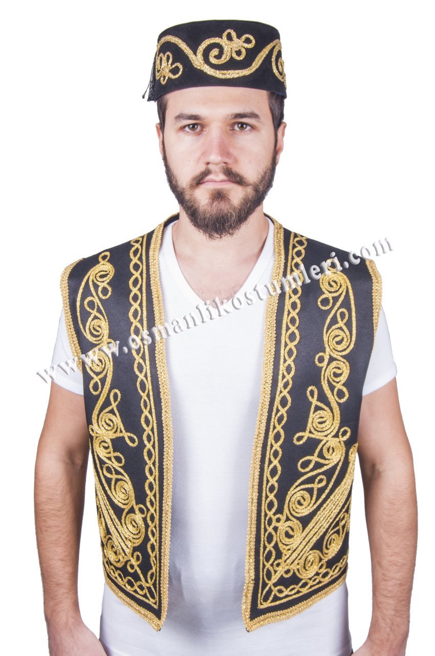 Ottoman embroidered vest black