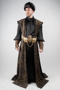 VIP Padişah Kostümü - Siyah Gold Desen