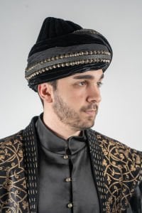 VIP Padişah Kostümü - Siyah Gold Desen