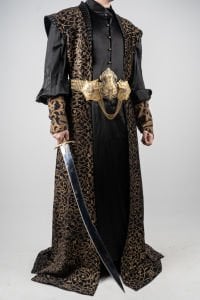 VIP Padişah Kostümü - Siyah Gold Desen