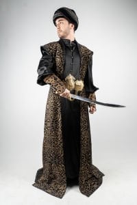 VIP Padişah Kostümü - Siyah Gold Desen