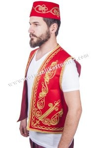 Osmanlı işlemeli yelek kırmızı