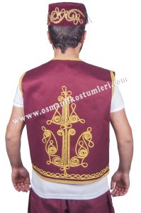 Osmanlı işlemeli yelek bordo