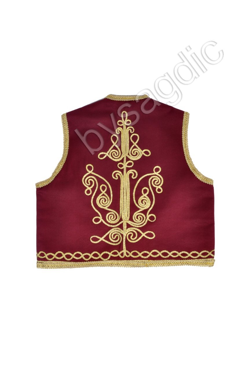 Ottoman embroidered vest burgundy