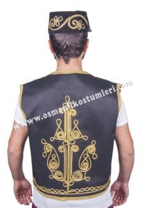 Osmanlı işlemeli yelek siyah