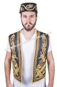 Osmanlı işlemeli yelek siyah