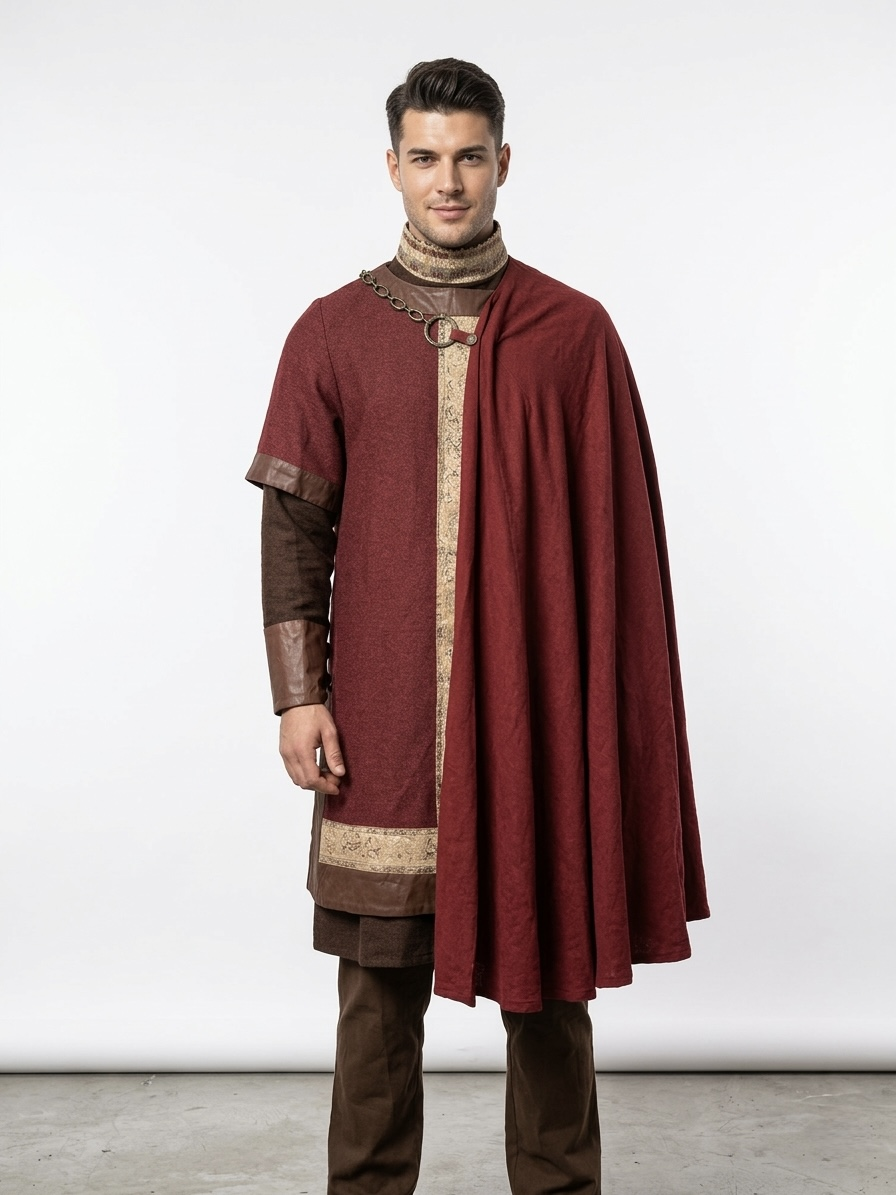 (Fiyat Alınız) Bizans Muhafız Kostümü, Doğu Roma Askeri Kıyafeti, Pelerinli Ortaçağ Şövalyesi, Tarihi Dönem Savaşçı Kostümü Kiralama