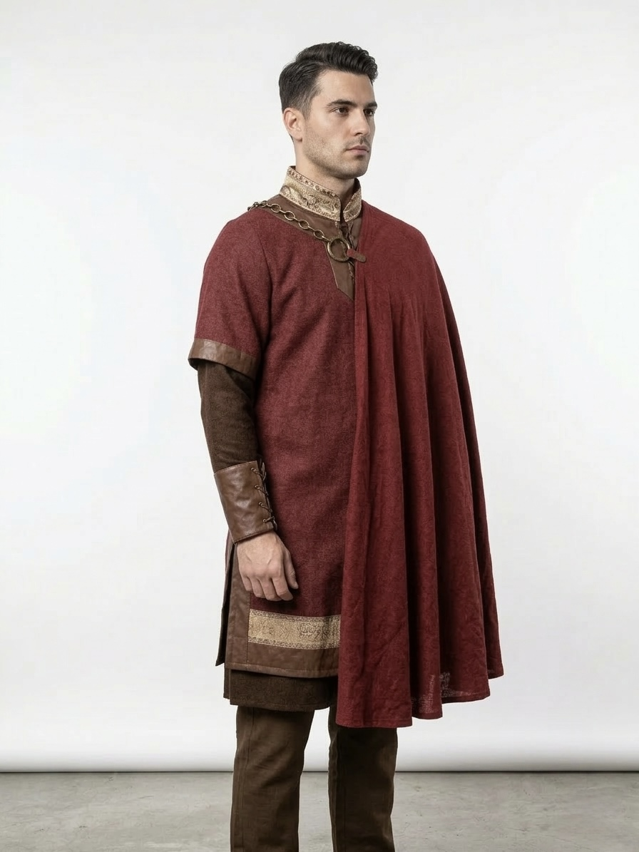 (Fiyat Alınız) Bizans Muhafız Kostümü, Doğu Roma Askeri Kıyafeti, Pelerinli Ortaçağ Şövalyesi, Tarihi Dönem Savaşçı Kostümü Kiralama