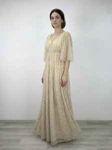 (Fiyat Alınız) Beyaz & Gold Tarihi Dönem Kadın Elbisesi - Kiralık Antik Helen Kostümü