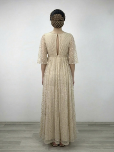 (Fiyat Alınız) Beyaz & Gold Tarihi Dönem Kadın Elbisesi - Kiralık Antik Helen Kostümü