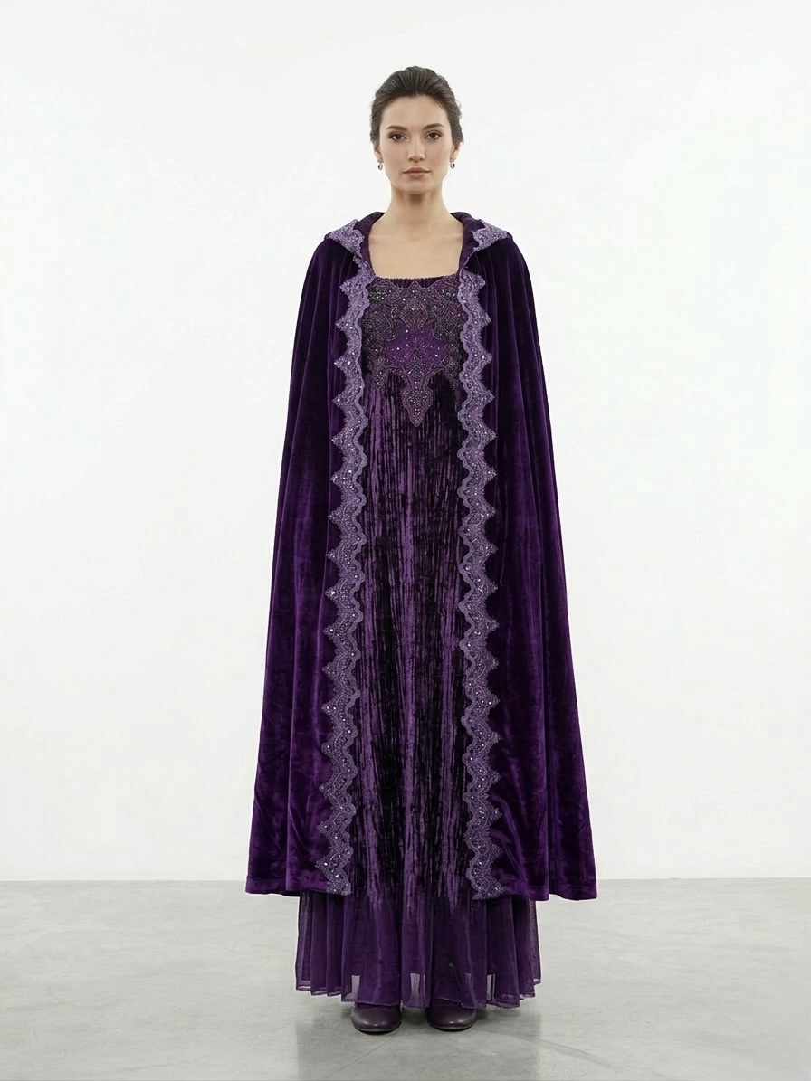 (Fiyat Alınız) Tarihi Dönem Prenses Elbisesi - Kiralık Mor Kadife Saray Kostümü