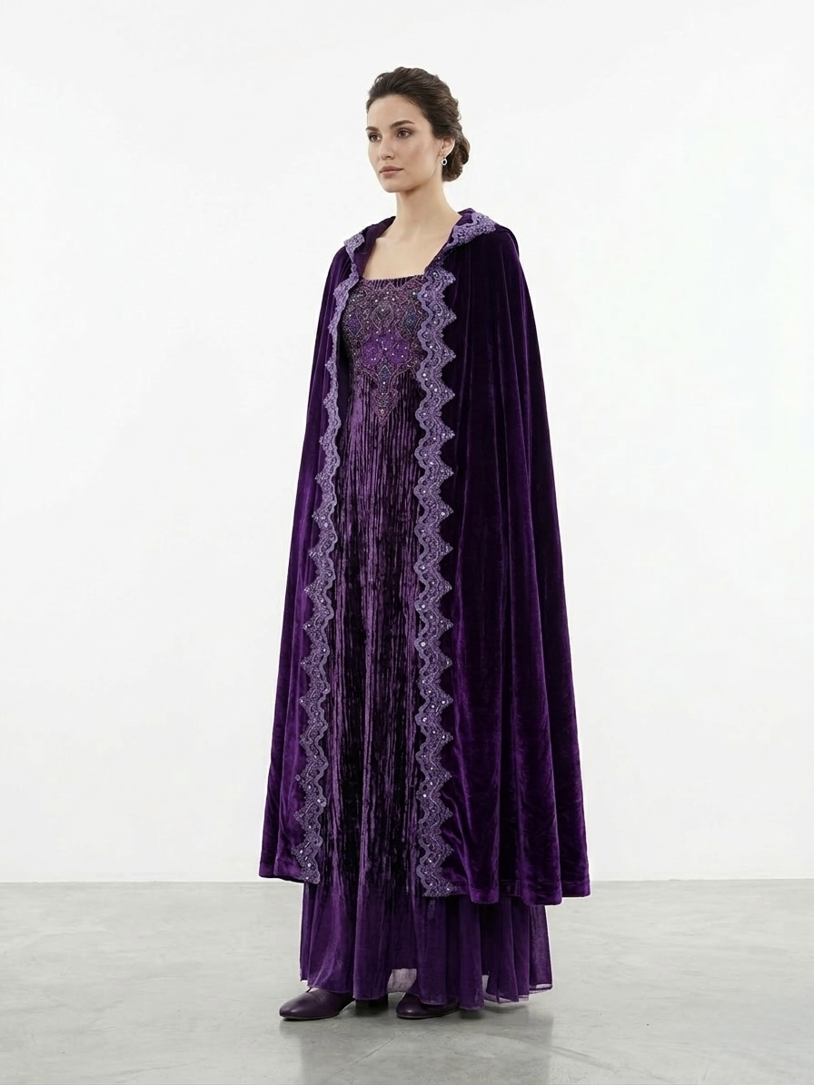 (Fiyat Alınız) Tarihi Dönem Prenses Elbisesi - Kiralık Mor Kadife Saray Kostümü
