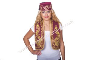 Osmanlı işlemeli yelek bordo