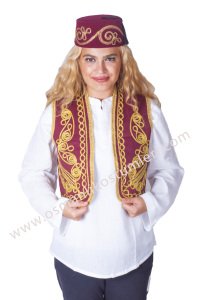 Osmanlı işlemeli yelek bordo