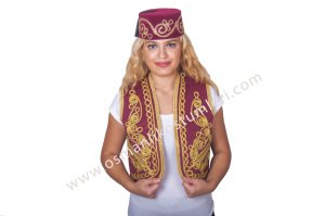 Osmanlı işlemeli yelek bordo