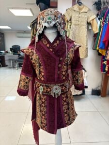 Kız Çocuk Tarihi Dönem Kostümü - Savaşçı Türk Hatun ve Sultan Elbisesi (Bordo)
