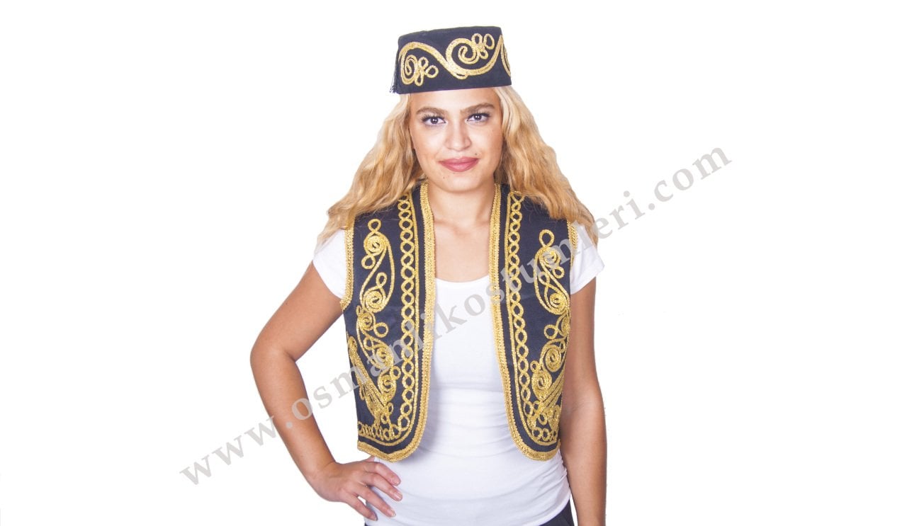 Ottoman embroidered vest black
