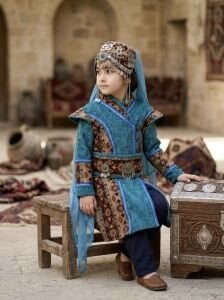 Kız Çocuk Tarihi Dönem Kostümü - Savaşçı Türk Hatun ve Sultan Elbisesi