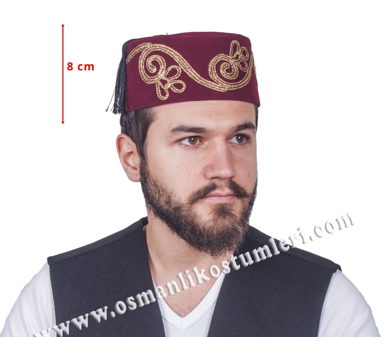 OSMANLI FESİ İŞLEMELİ BORDO