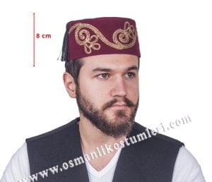 OSMANLI FESİ İŞLEMELİ BORDO