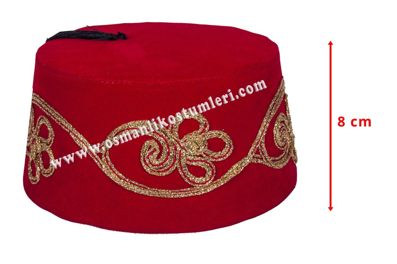 OSMANLI FESİ İŞLEMELİ KIRMIZI