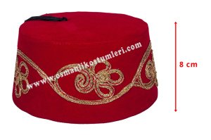 OSMANLI FESİ İŞLEMELİ KIRMIZI